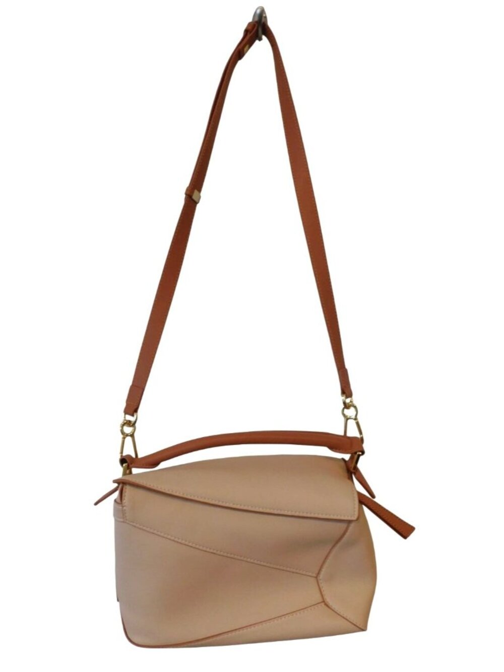 Tiffany & Fred Paris Tan Leather Shoulder Bag Top Handle Crossbody Purse FLAW